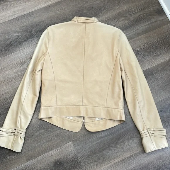 Joseph Lambskin Leather Moto Biker Jacket Light Tan Neutral Buttery Soft 40 S